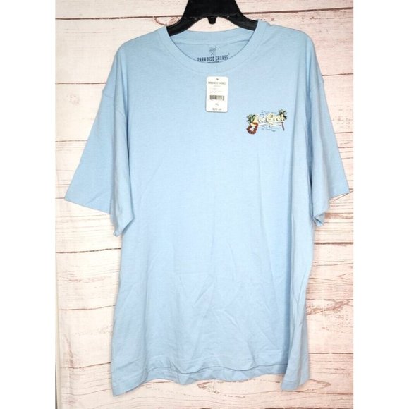 Paradise Shores Cotton XL 5011 Geyser Lei Over Charters Teal Blue T Shirt - Picture 1 of 16